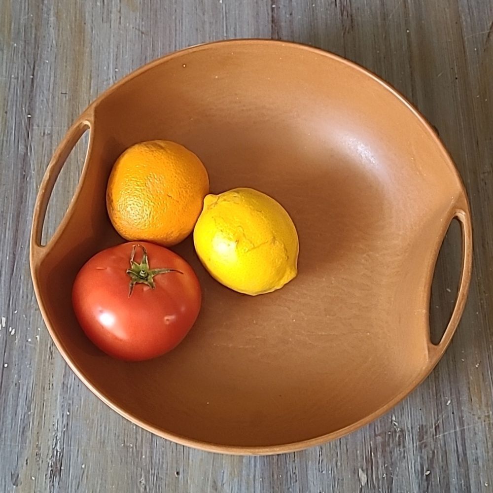 Rare Find -Vintage Ellingers Agatized Wood #110 Serving Bowl with  Handles 11.5"